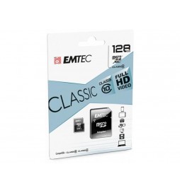 CARTE MICRO SDHC EMTEC 128GB CL10 AVEC ADAPTATEUR 