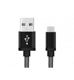 CABLE REEKIN USB TYPE-C - 1,0 MÈTRE  NOIR-FILET DE POISSON