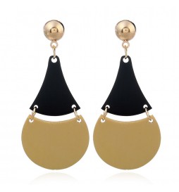 BOUCLE D OREILLE ACIER DORE ET NOIR