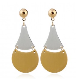 BOUCLE D OREILLE ACIER DORE ET GRIS
