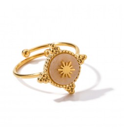 BAGUE ACIER DORE SOLEIL TAILLE 56