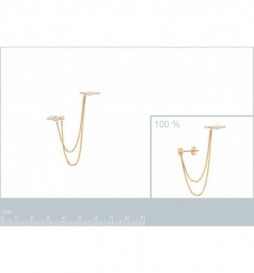 BOUCLE DOREILLE PLAQUE OR AVEC OXYDES BLANCS 