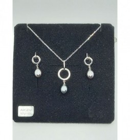 COFFRET ARGENT 925 IMITATION PERLES NOIRES