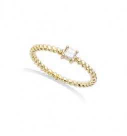 BAGUE EN PLAQUE OR SOLITAIRE CARRE TAILLE 58