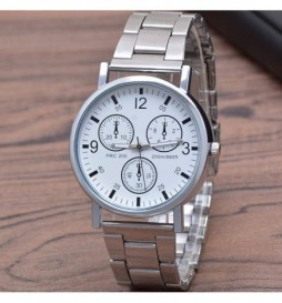 MONTRE NONAME BRACELET ACIER CADRAN BLANC