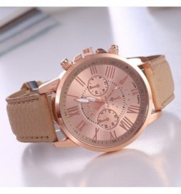 MONTRE GENEVA MARRON CADRAN OR ROSE