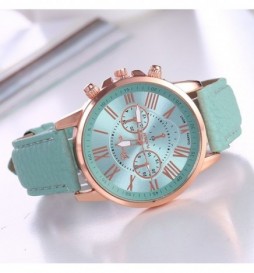 MONTRE GENEVA VERT CADRAN VERT CHIFFRE OR  ROSE