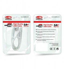 CABLE  TYPE C 1M  REEKIN 5A SUPERFAST NYLON BLANC