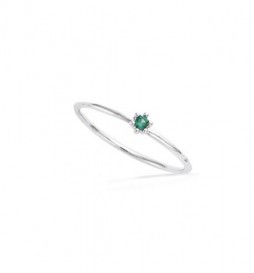 BAGUE EN ARGENT 925 RHODIE SOLITAIRE VERT TAILLE 52