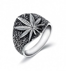 BAGUE ACIER FEUILLE TAILLE 68