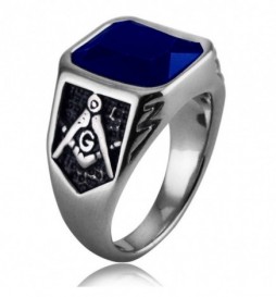 BAGUE ACIER PIERRE BLEU TAILLE 64