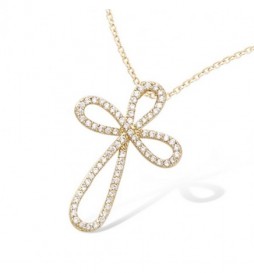 PENDENTIF EN PLAQUE OR  CROIX AVEC OXYDES