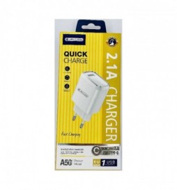 CHARGEUR JELLICO A50 2.1A  AVEC CABLE LIGHTNING BLANC