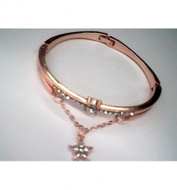 BRACELET ACIER ROSE RIGIDE AVEC ETOILE