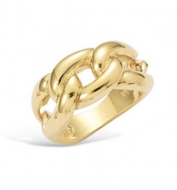 BAGUE EN PLAQUE OR ANNEAUX ENTRELACES  TAILLE 60