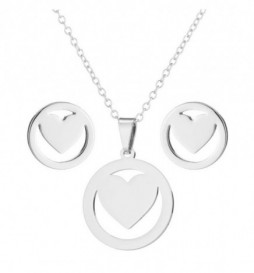 COLLIER COEUR AVEC BOUCLE D OREILLE ACIER