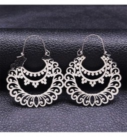 BOUCLE D OREILLE ACIER CREOLE  FLEUR