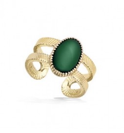 BAGUE EN PLAQUE OR SOLITAIRE COULEUR VERT TAILLE 62