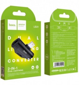 ADAPTATEUR  DUAL LIGHTNING HOCO LS31 AUDIO CONVERTER BLACK