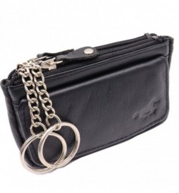 PORTE MONNAIE AVEC PORTE CLÉS EN CUIR SAFE ET KEEPERS NOIR 