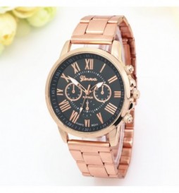 MONTRE GENOVA OR ROSE CADRAN NOIR