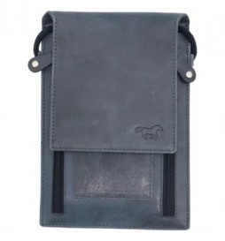  SACOCHE EN CUIR RFID BLEU