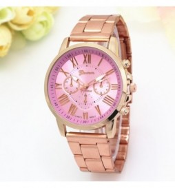 MONTRE GENOVA OR ROSE CADRAN ROSE 