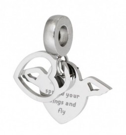 PENDENTIF DOUBLE COEUR ACIER 