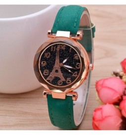 MONTRE TOUR EIFFEL VERT CADRAN OR ET NOIR