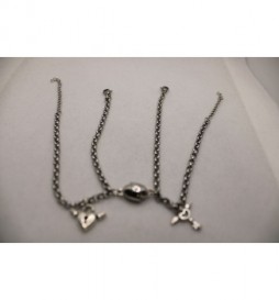 DEUX BRACELETS COEUR ACIER COUPLE MAILLE JASERON