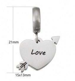 PENDENTIF COEUR LOVE ACIER 
