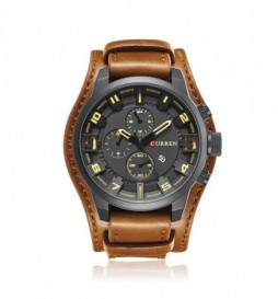 MONTRE CURREN 8225 BRACELET MARRON CADRAN NOIR 