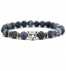 BRACELET AGATE NOIR TETE DE LION 