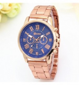 MONTRE GENOVA OR ROSE CADRAN BLEU