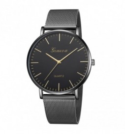 MONTRE GENEVA NOIR CADRAN NOIR ET OR