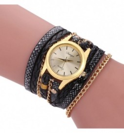 MONTRE DUAGA BRACELET TRESSE ET CHAINE COULEUR OR 