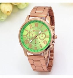 MONTRE GENOVA OR ROSE CADRAN VERT CLAIRE