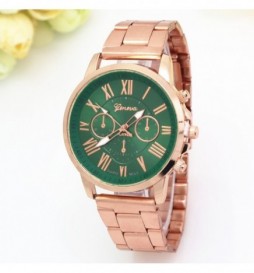 MONTRE GENOVA OR ROSE CADRAN VERT