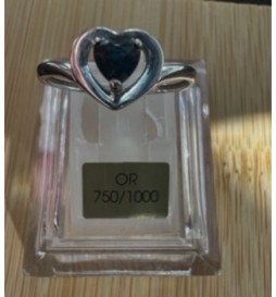 BAGUE COEUR PIERRE BLEU OR BLANC 750/1000 1.25GRS T53