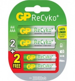 2 PILES RECHARGEABLES LR06 GP RECYKO 2000MAH 
