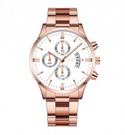 MONTRE YOLAKO OR ET BLANC AVEC DATE 