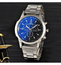 MONTRE MONDIYA BRACELET GRIS CADRAN BLEU