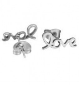 BOUCLE D OREILLE ACIER INOXYDABLE LOVE