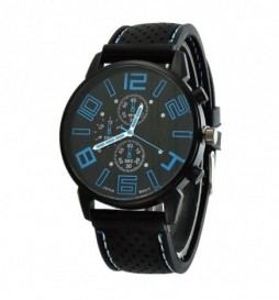 MONTRE NOIR NONAME CHIFFRES BLEU 
