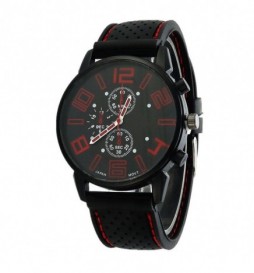 MONTRE NOIR NONAME CHIFFRES ROUGES