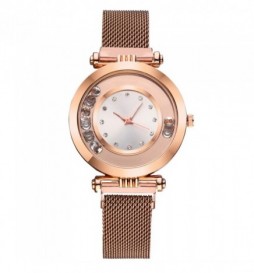 MONTRE NONAME BRACELET OR  CADRAN  BLANC AVEC OXYDE 