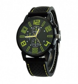 MONTRE NOIR NONAME CHIFFRES JAUNE