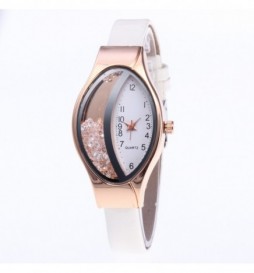 MONTRE NONAME OVALE BLANC CADRAN 2 COULEURS OR ROSE