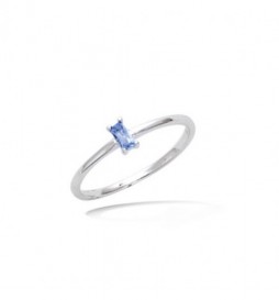BAGUE EN ARGENT 925 RHODIE  SOLITAIRE AVEC OXYDE BLEU RECTANGLE TAILLE 50