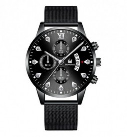 MONTRE SHAARMS NOIR CHIFFRE GRIS AVEC STRASS